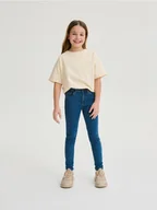 Spodnie i spodenki dla dziewczynek - Reserved - Jeansy skinny high waist - niebieski - miniaturka - grafika 1