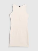 Sukienki - 4F Sukienka mini z prążkowanej dzianiny damska - biała M - miniaturka - grafika 1