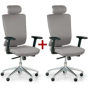 Fotele i krzesła biurowe - B2B Partner Krzesło biurowe NED F 1+1 GRATIS, szare X3-52A-F/B08 - miniaturka - grafika 1