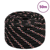 Żeglarstwo - vidaXL Linka żeglarska, czarna, 20 mm, 50 m, polipropylen - miniaturka - grafika 1