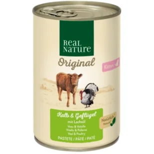 REAL NATURE Kitten Cielęcina i drób z olejem lnianym 12x400 g - Mokra karma dla kotów - miniaturka - grafika 1