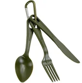 Kuchnia turystyczne i akcesoria - Mil-Tec Sztućce Niezbędnik z Karabińczykiem Olive 14628101 - miniaturka - grafika 1