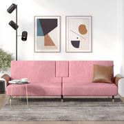 Sofy i kanapy - vidaXL Rozkładana kanapa z uchwytami na napoje, różowa, aksamit - miniaturka - grafika 1