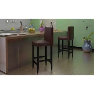 vidaXL vidaXL Nowoczesne skórzane Hokery x4 Brąz - Taborety i hokery - miniaturka - grafika 1