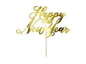 Sylwester - PartyDeco Dekoracja na tort "Happy New Year", złoty, 24 cm KPT32-019M - miniaturka - grafika 1