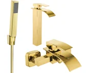 Zestawy baterii łazienkowych - Mexen Aries R77 zestaw wannowy, złoty - 744813R77-50 - miniaturka - grafika 1