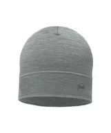 Czapki i chusty sportowe męskie - BUFF Czapka do biegania LIGHTWEIGHT MERINO WOOL HAT Solid Light Grey - miniaturka - grafika 1