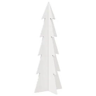 vidaXL Drewniana choinka do udekorowania, biała, 112 cm, sosnowa - Choinki - miniaturka - grafika 1