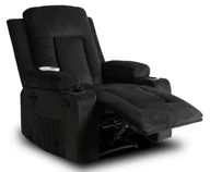 Fotele - Czarny sztruksowy fotel masujący - Bino - miniaturka - grafika 1