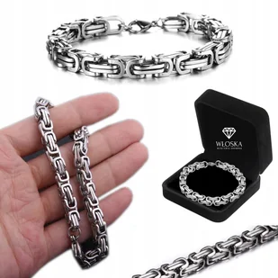 GRUBA BRANSOLETKA Męska Srebrna Bransoletka KRÓLEWSKI Bizantyjski - Bransolety męskie - miniaturka - grafika 1