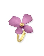 Pierścionki - Pierścionek srebrny pozłacany z tytanowym kwiatem regulowany rozmiar - miniaturka - grafika 1