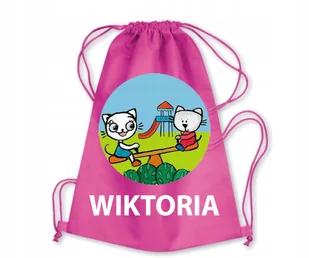 Różowy Worek Szkolny Workoplecak Do Przedszkola Szkoły KICIA KOCIA +IMIĘ #5 - Plecaki worki - miniaturka - grafika 1
