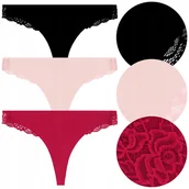 Majtki damskie - MAJTKI DAMSKIE Stringi z koronką Seksowne Kobiece MORAJ 3-Pak r. S - miniaturka - grafika 1