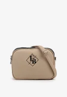 Torebki damskie - Beżowa Trzykomorowa Torebka Typu Listonoszka Ozdobiona Literkami Lanithara - miniaturka - grafika 1