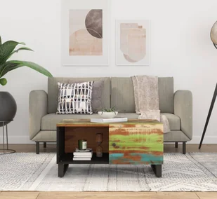 vidaXL Stolik kawowy 80x50x40 cm z litego drewna i materiałów drewnopochodnych - Stolik kawowy - Stoliki kawowe - Stolik boczny - Stolik pod sofę - Ławy i stoliki kawowe - miniaturka - grafika 1