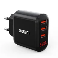 Ładowarki do telefonów - Choetech Choetech ładowarka sieciowa 3x USB 3,4A czarny (Q5009-EU) Q5009-EU - miniaturka - grafika 1