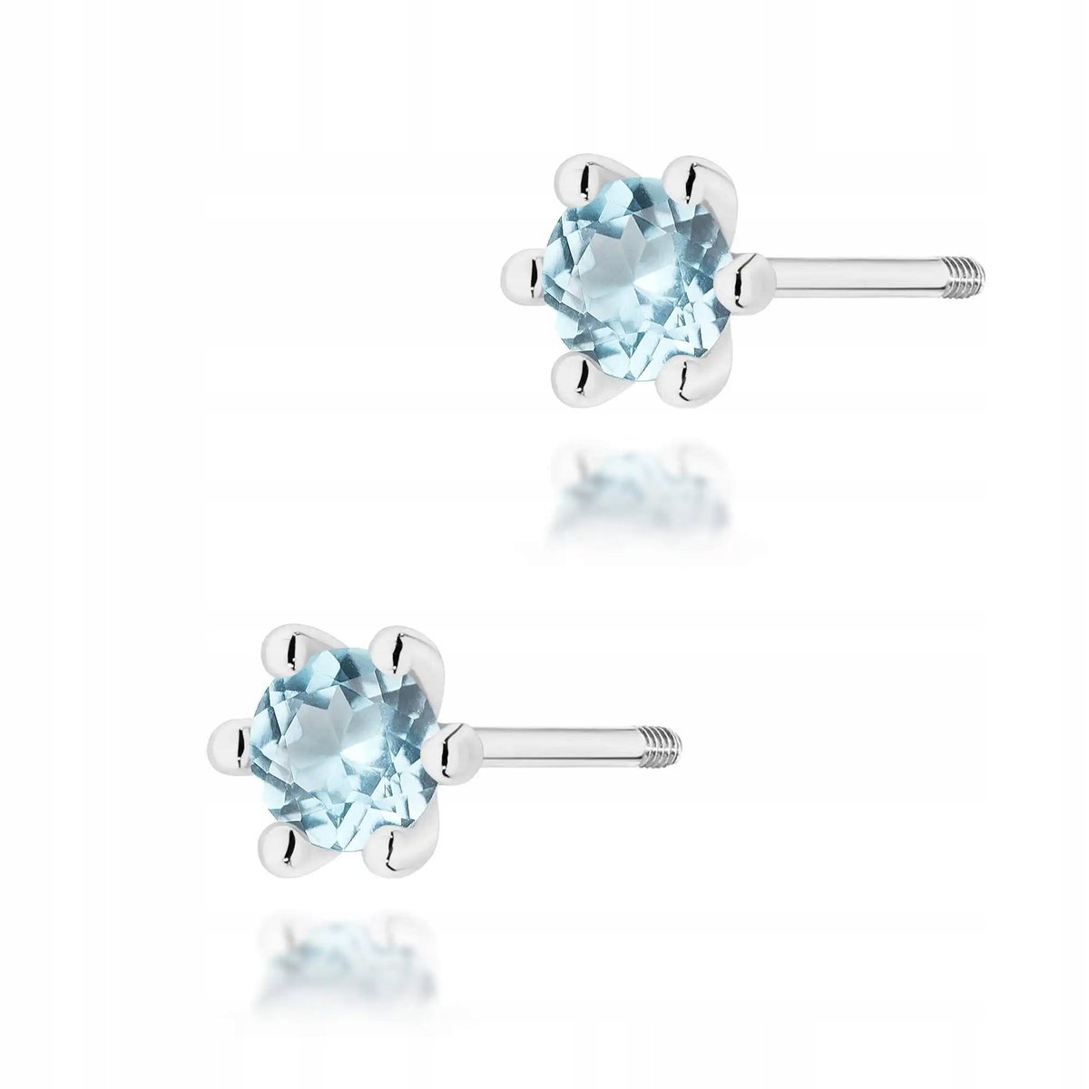 Kolczyki ze złota 585 sztyfty zakręcane topaz swiss białe złoto modowe