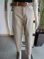 Spodnie damskie - Jeansowe spodnie Balloon fit - miętowa beż S M.Sara - miniaturka - grafika 1