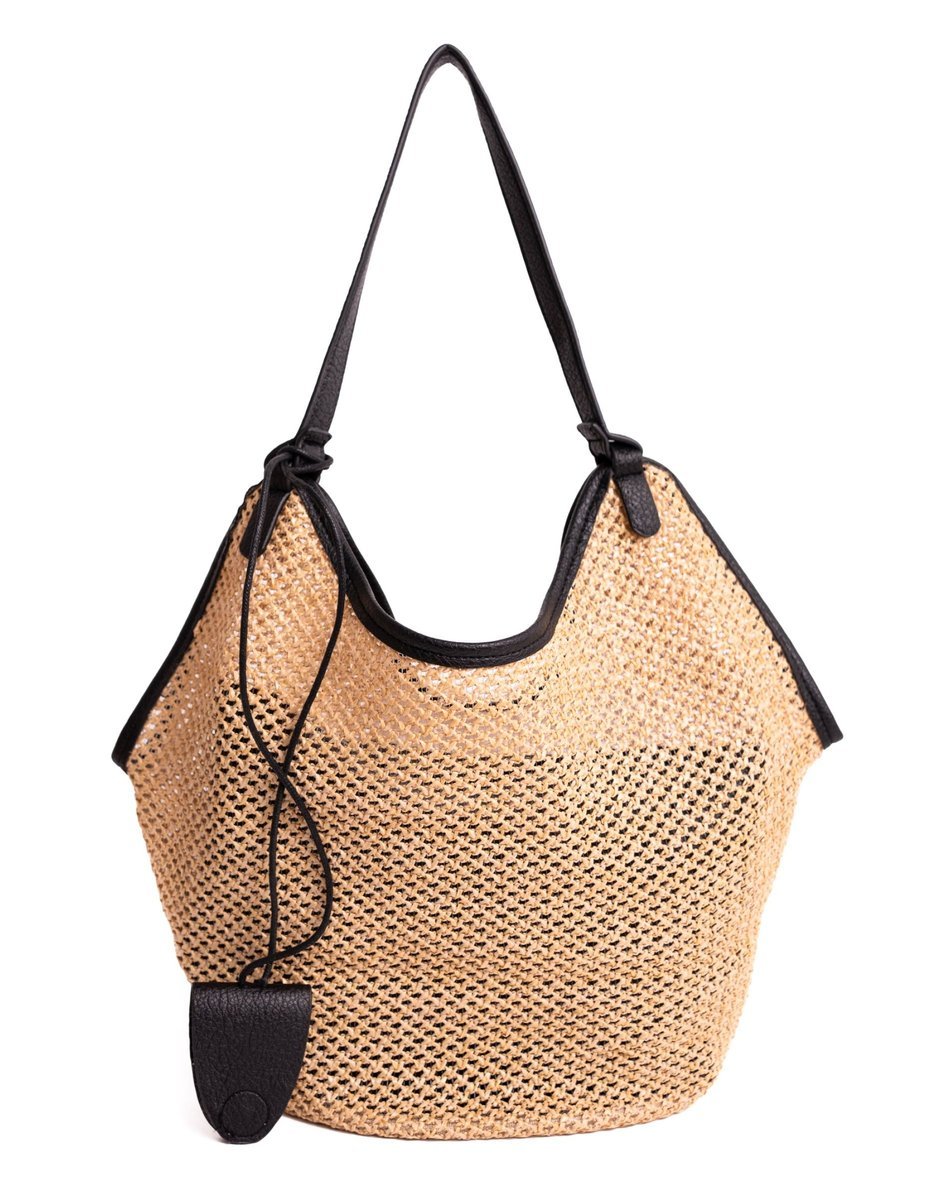 Torebka Koszyk Pleciona Damska Słomkowa Plażowa Miejska Pojemna Na Lato 2W1