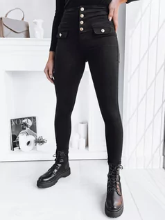 Spodnie damskie - Spodnie damskie jeansowe SKULL czarne Dstreet UY1752 - grafika 1
