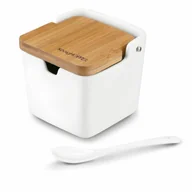 Cukiernice - Cukiernica Z Łyżeczką I Bambusową Pokrywką Porcelanowa Nbc Konighoffer Ceramic 270 Ml Biała - miniaturka - grafika 1