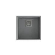 Zlewozmywaki - QUADRON Zlewozmywak granitowy jednokomorowy podwieszany 42 42 22,5 cm DAVID 40 szary metalik ze stalowym odpływem - miniaturka - grafika 1