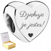 Wisiorki - Charms srebrny DZIĘKUJE ŻE JESTEŚ srebro 925 - miniaturka - grafika 1