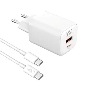 XO Ładowarka sieciowa L96 PD 30W QC 3.0 18W 1x USB 1x USB-C biała + kabel USB-C - USB-C - Ładowarki do telefonów - miniaturka - grafika 1