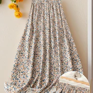 Spódnice - TEMU Damska Spódnica Midi z Wysokim Stanem, Kwiatowy Wzór, A-Line, Elegancka Sukienka w Stylu Francuskim na Wiosnę, i Jesień - miniaturka - grafika 1