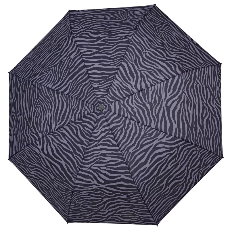 Parasol damski Perletti Time Zebra automatyczny składany szaro-czarny wzór zebra