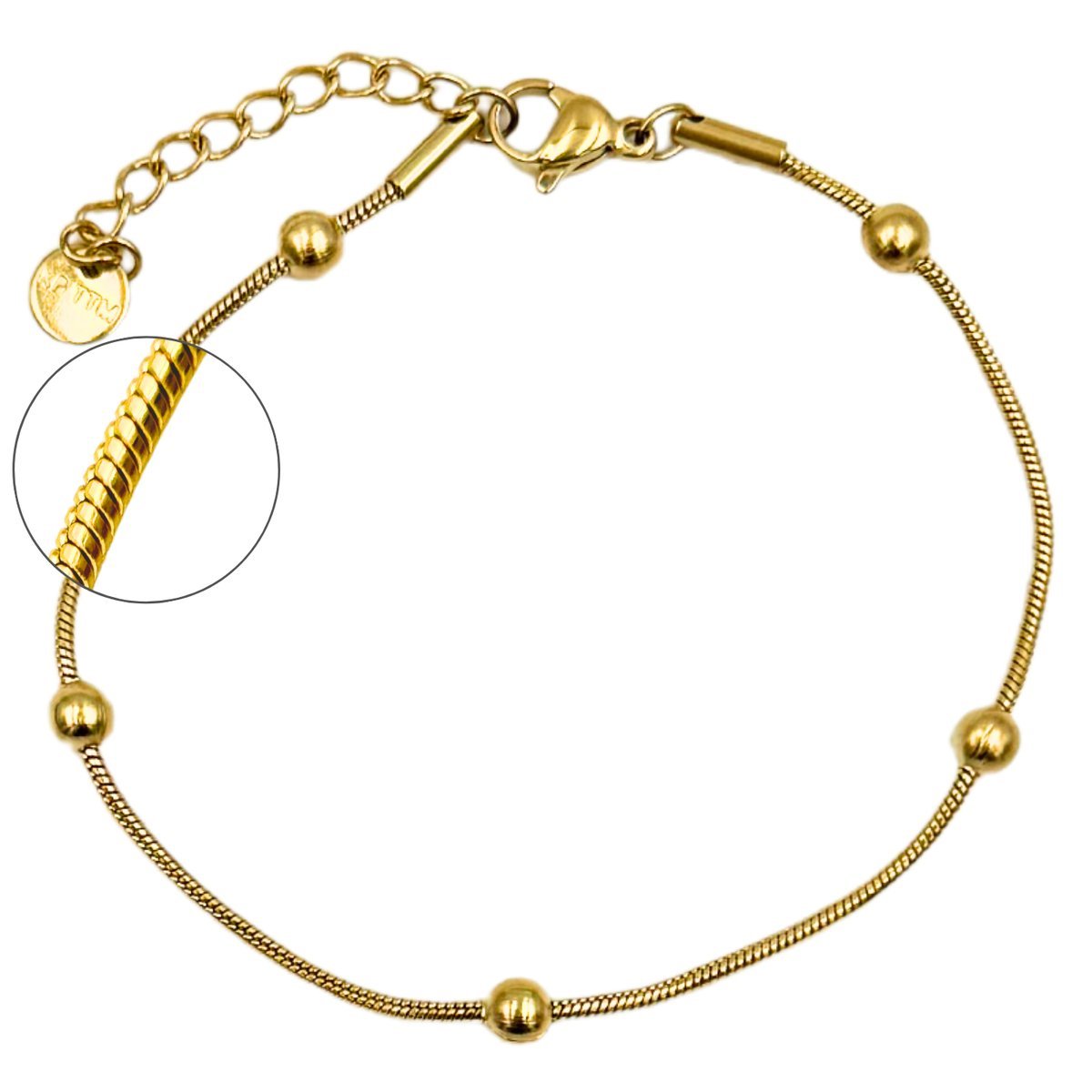 Bransoletka Kulki na lince - Pozłacana Stal Chirurgiczna