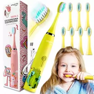 Szczoteczki do zębów dla dzieci - Szczoteczka Soniczna Dla Dzieci Elektryczna Do Zębów Aligator + 8 Końcówek Teeth-1 Żółta - miniaturka - grafika 1
