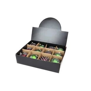 Bombka szklana zdobiona 8 cm zielony / bordowy mix - Bombki - miniaturka - grafika 1