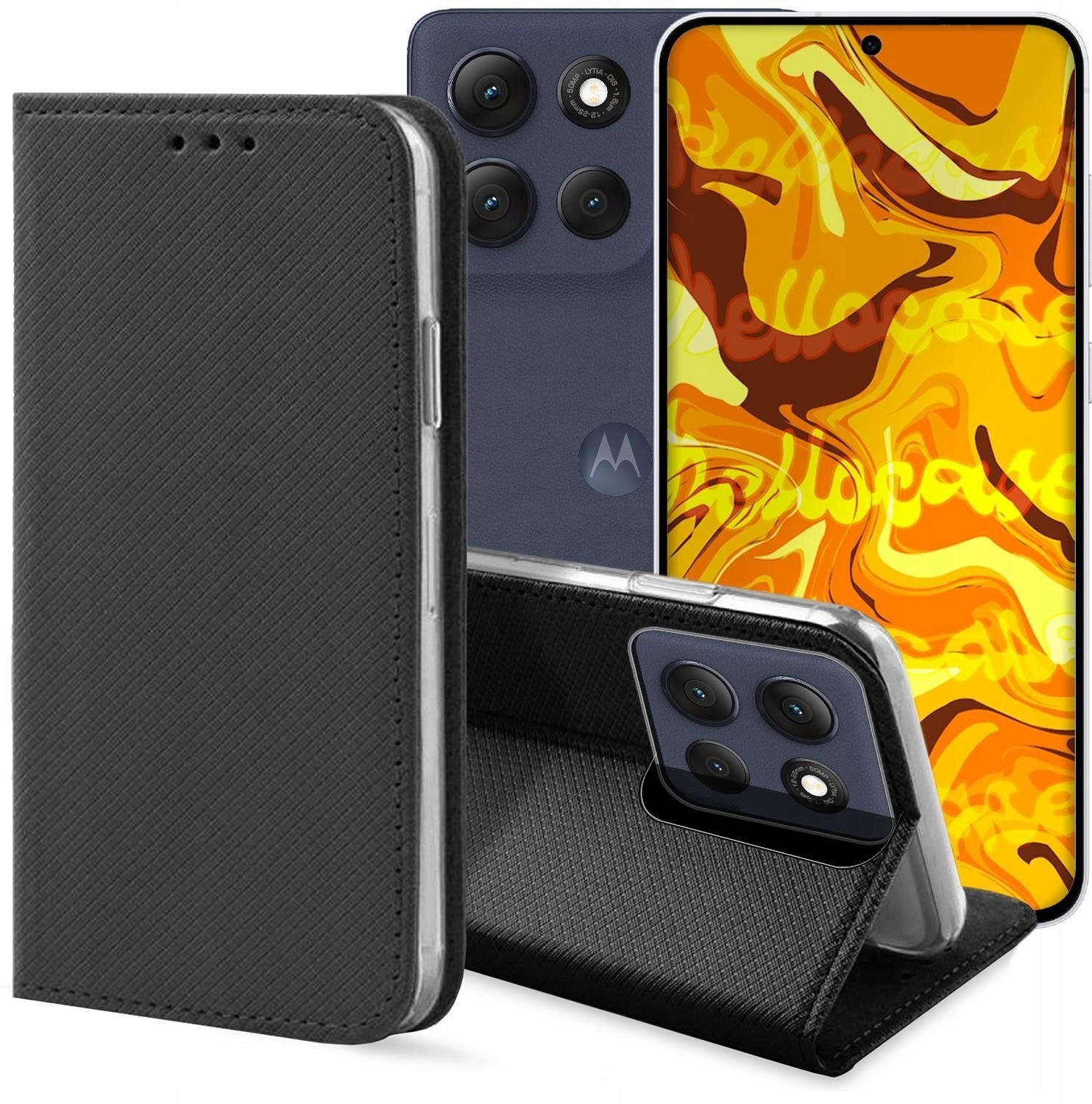 Etui z Klapką Do Motorola Moto G86 Power Czarne, Zamykane, Magnetyczne