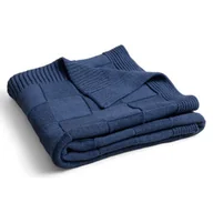 Koce i narzuty dla dzieci - BabyMatex Kocyk dziecięcy 80x100 Square Checks niebieski kratka bawełniany - miniaturka - grafika 1