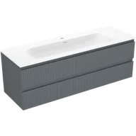 Szafki łazienkowe - Mexen Rivel szafka łazienkowa 140 cm z umywalką Vela, 2 szuflady, ryflowana , grafit mat/biała mat - 91A20-14047-2-BFF66-W23M - miniaturka - grafika 1