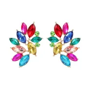 Kolczyki - Kolorowe kolczyki przy uchu z kryształkami elegancka biżuteria do sukienki - miniaturka - grafika 1