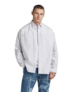 Koszulki męskie - G-STAR RAW Koszulka męska Tp Bttn Down Oversized z długim rękawem, Wielokolorowy (Oyster Blue/White Oxford D23744-c895-c759), XXL - grafika 1