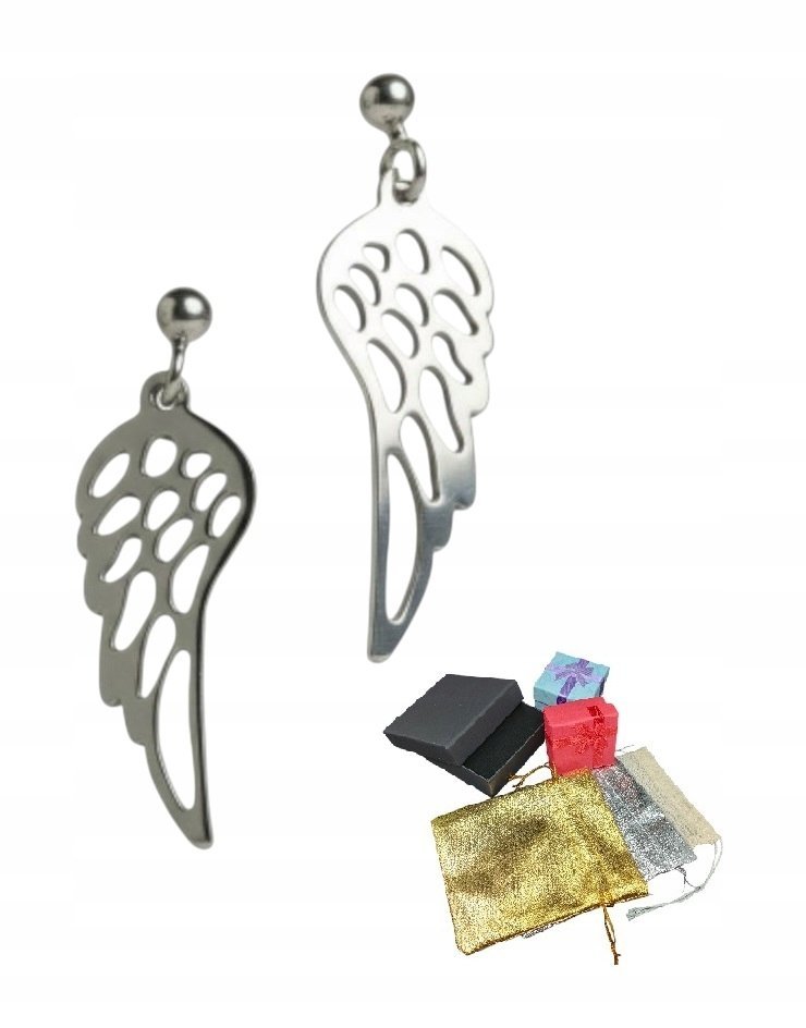 Modne Srebrne Próba 925 Kolczyki Skrzydła Anioła Na Gwiazdkę Prezent