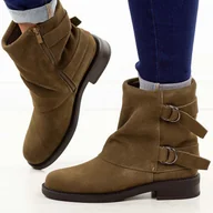 Botki damskie - Brązowe zamszowe skórzane botki damskie Sergio Leone Bt25556S - miniaturka - grafika 1