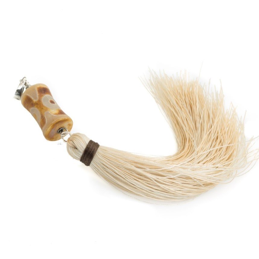 Wisior agat tybetański, talizman, srebro 925 chwost / JG. Projekt