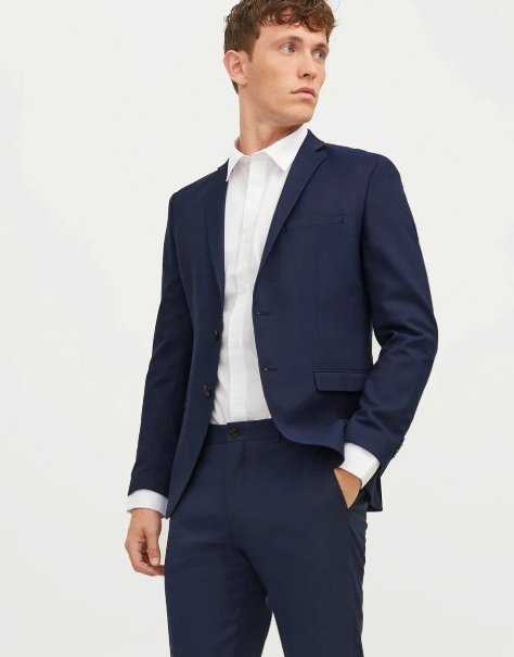 JACK & JONES GRANATOWA MARYNARKA SLIM Z WEŁNĄ MĘSKA 54 17AA
