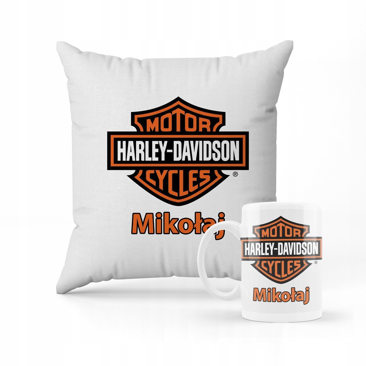 ZESTAW PODUSZKA + KUBEK PREZENT DLA DZIECKA GOKU HARLEY DAVIDSON + IMIĘ #6
