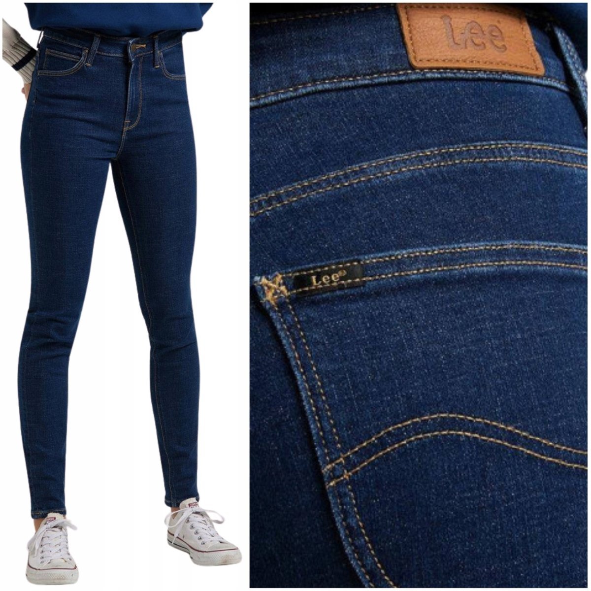 Lee Scarlett High Dark Mono wysokie damskie spodnie jeansowe rurki W29 L33