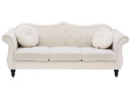Sofy i kanapy - Sofa 3-osobowa welurowa beżowa SKIEN - miniaturka - grafika 1