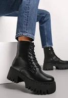 Botki damskie - Czarne Botki w Stylu Workerów na Masywnej Platformie Aidana - miniaturka - grafika 1