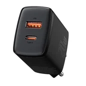 Ładowarki do telefonów - Baseus Compact szybka ładowarka sieciowa USB / USB Typ C 20W 3A Power Delivery Quick Charge 3.0 czarny (CCXJ-B01) - miniaturka - grafika 1