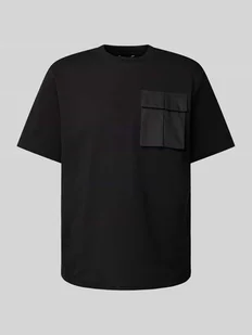 T-shirt z prążkowanym okrągłym dekoltem - Koszulki męskie - miniaturka - grafika 1