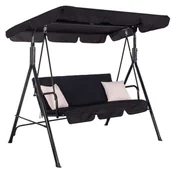 Huśtawki - Huśtawka ogrodowa SPRINGOS Luna, 3-osobowa, czarna, 110x150x170 cm - miniaturka - grafika 1