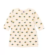 Sukienki - Petit Bateau Dziewczęca sukienka z długim rękawem A08C0, biała, Avalanche/wielokolorowa, 6 miesięcy, biały Avalanche/wielokolorowy, 6 Miesiące - miniaturka - grafika 1